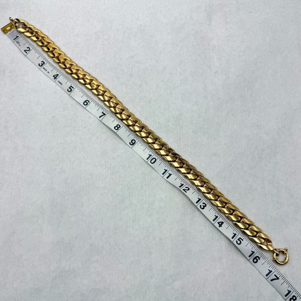 OTC Italy 18k BRZ Gold Plated Heavy Chunky Curb Link Collar Necklace 16" - Picture 4 of 11